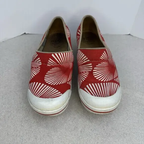 Dansko Red Fan Pattern Vegan Comfort Clogs Women’s Slip On Canvas Shoes Size 38 - Picture 2 of 13